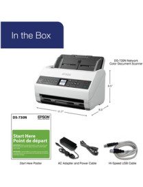 Epson DS-730N Sheetfed Scanner - 600 dpi Optical - 8-bit Color - 8-bit Grayscale - 40 ppm (Mono) - 40 ppm (Color) - Duplex Scann