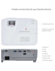 ViewSonic PA503S 3D Ready DLP Projector - 4:3 - 800 x 600 - Front, Ceiling - 576p - 4500 Hour Normal Mode - 15000 Hour Economy M