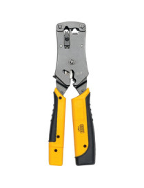 Tripp Lite RJ11/RJ12/RJ45 Wire Crimper with Built-in Cable Tester - Black, Yellow - Ergonomic Design, Non-slip Handle, LED Light