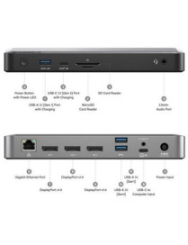 Alogic MX3 Docking Station - for Notebook/Smartphone/Monitor - Memory Card Reader - SD, microSD - 100 W - USB Type C - 3 Display