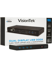 Visiontek VT4000 Dual 4K USB Dock - for Notebook/Tablet PC/Desktop PC - USB Type C - 7 x USB Ports - 6 x USB 3.0 - Network (RJ-4