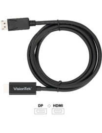 VisionTek DisplayPort to HDMI 2M Active Cable (M/M) - 6.6 ft DisplayPort/HDMI A/V Cable for Projector, Monitor, Audio/Video Devi