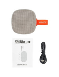 VisionTek Sound Cube Portable Bluetooth Speaker System - Gray - TrueWireless Stereo - Near Field Communication - Battery Recharg