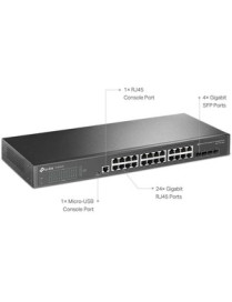 Tp Link TP-Link JetStream 24-Port Gigabit L2 Managed Switch with 4 SFP Slots - 24 Ports - Manageable - 2 Layer Supported - Modul