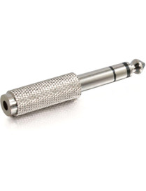 C2G 6.3mm Stereo Male to 3.5mm Stereo Female Adapter - 1 x 6.35mm Audio Male - 1 x Mini-phone Female - Metallic Silver