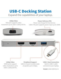 Tripp Lite U442-DOCK12-S Docking Station - for Notebook/Tablet PC/Desktop PC/Smartphone - 60 W - USB Type C - 2 x USB Ports - 1 