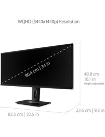 ViewSonic VG3448 34" WQHD LCD Monitor - 16:9 - Black - 34" (863.60 mm) Class - SuperClear VA - 3440 x 1440 - 5 ms - HDMI - Displ