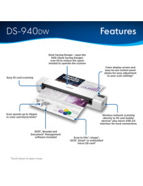 Brother DSMobile DS-940DW Sheetfed Scanner - 1200 dpi Optical - 48-bit Color - Duplex Scanning - USB