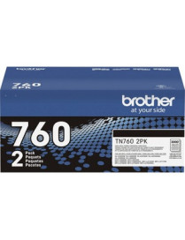 Brother TN760 Original High Yield Laser Toner Cartridge - Twin-pack - Black - 2 / Box - 3000 Pages Black (Per Cartridge)