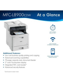 Brother MFC-L8900CDW Wireless Laser Multifunction Printer - Color - Copier/Fax/Printer/Scanner - 33 ppm Mono/33 ppm Color Print 