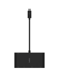 Belkin USB-C Multimedia + Charge Adapter - for Notebook - 100 W - USB Type C - 1 x USB 3.0 - USB Type-C - Network (RJ-45) - HDMI