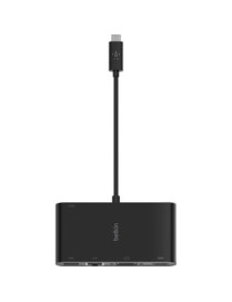 Belkin USB-C Multimedia + Charge Adapter - for Notebook - 100 W - USB Type C - 1 x USB 3.0 - USB Type-C - Network (RJ-45) - HDMI