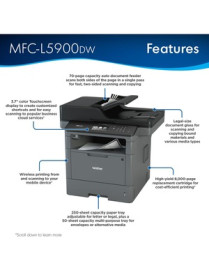 Brother MFC-L5900DW Wireless Laser Multifunction Printer - Monochrome - Copier/Fax/Printer/Scanner - 42 ppm Mono Print - 1200 x 