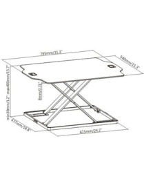 Amer Networks Amer Mounts Ultra Slim Height Adjustable Standing Desk- White Finish - 10 kg Load Capacity - 15.70" (398.78 mm) He