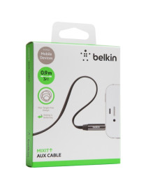 Belkin Mini-phone Audio Cable - 3 ft Mini-phone Audio Cable for Audio Device, iPod, iPhone, Speaker - First End: Mini-phone Ster