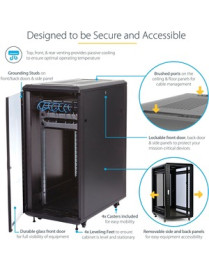 Startech 32U 19" Server Rack Cabinet, Adjustable Depth 6-32 inch, Flat Pack, Lockable 4-Post Network/Data Rack Enclosure with Ca