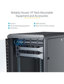 Startech 32U 19" Server Rack Cabinet, Adjustable Depth 6-32 inch, Flat Pack, Lockable 4-Post Network/Data Rack Enclosure with Ca