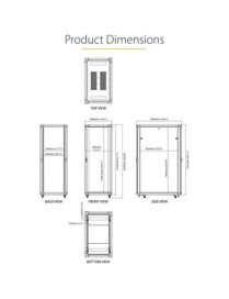 Startech 32U 19" Server Rack Cabinet, Adjustable Depth 6-32 inch, Flat Pack, Lockable 4-Post Network/Data Rack Enclosure with Ca