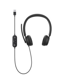 Microsoft Surface Microsoft Modern USB Headset - Stereo - USB - Wired - On-ear - Binaural - Noise Reduction Microphone - Black