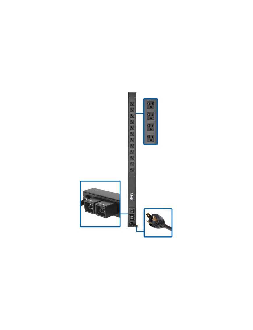 Tripp Lite PDUV30-36 12-Outlet PDU - Basic - NEMA L5-30P - 12 x NEMA 5-15/20R - 120 V AC - 0U - Vertical - Rack-mountable