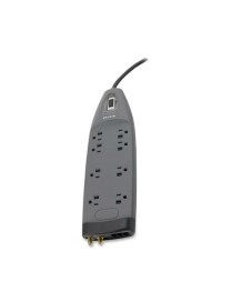 Belkin 8 Outlet Home/Office Surge Protector with coxial protection - 6 foot Cable - Black- 3550 Joules - 8 x AC Power - 3550 J -