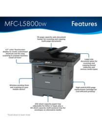 Brother MFC-L5800DW Wireless Laser Multifunction Printer - Monochrome - Copier/Fax/Printer/Scanner - 42 ppm Mono Print - 1200 x 