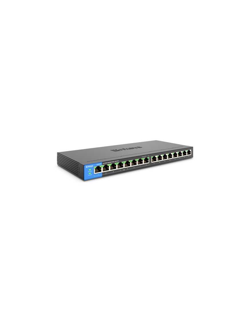 Linksys 16-Port Desktop Gigabit PoE Switch - 16 Ports - Gigabit Ethernet - 10/100/1000Base-T - 2 Layer Supported - 13.41 W Power