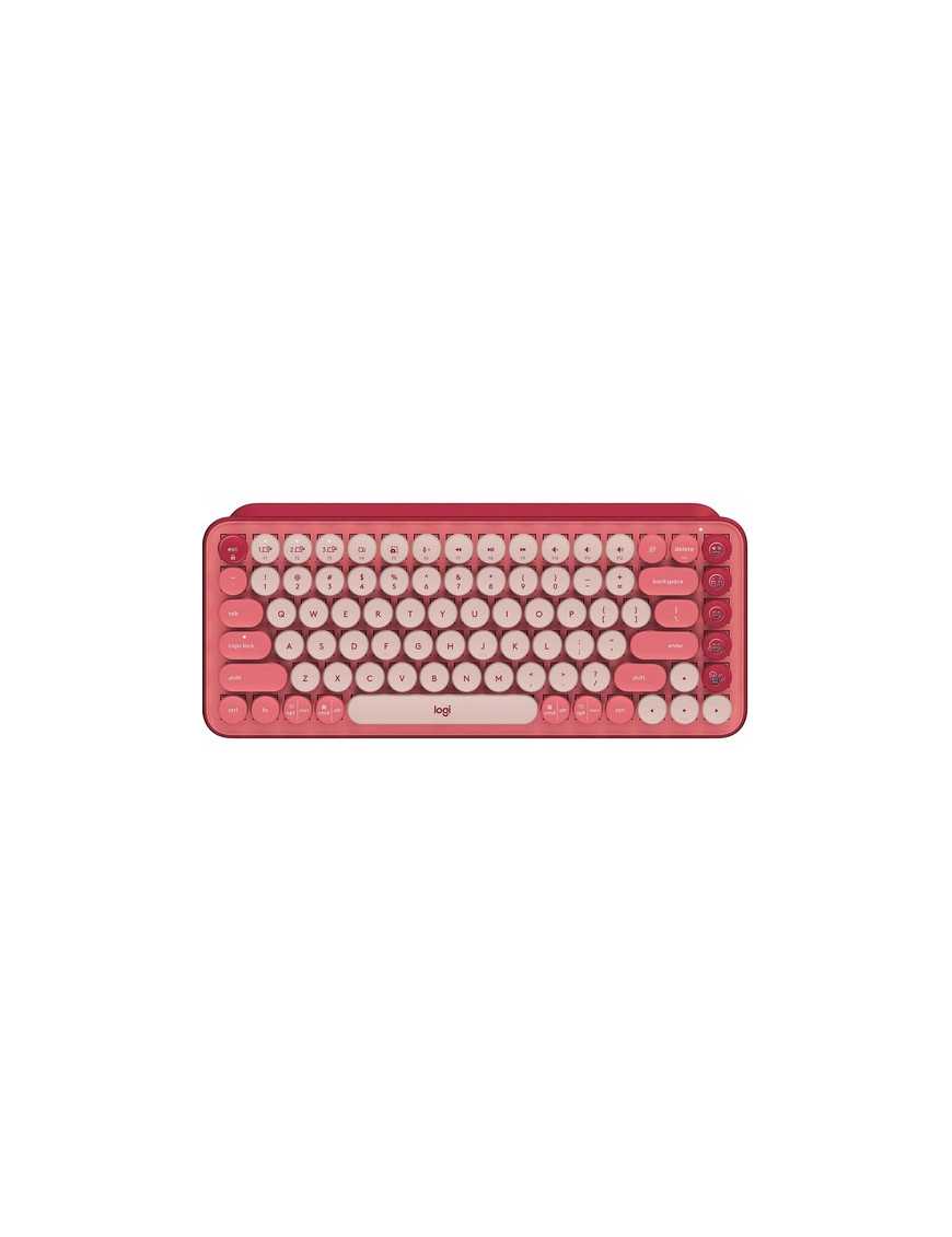 Logitech POP Keys Wireless Mechanical Keyboard With Emoji Keys - Heartbreaker Rose - Wireless Connectivity - Bluetooth - 32.81 f