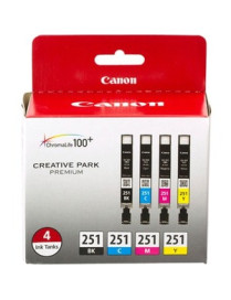 Canon CLI-251 Original Inkjet Ink Cartridge - Black, Cyan, Magenta, Yellow - 4 / Pack - Inkjet - 4 / Pack