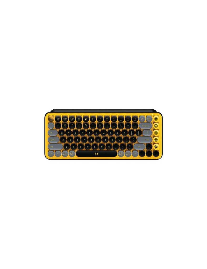 Logitech POP Keys Wireless Mechanical Keyboard With Emoji Keys - Blast Yellow - Wireless Connectivity - Bluetooth - 32.81 ft (10