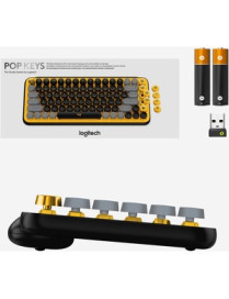 Logitech POP Keys Wireless Mechanical Keyboard With Emoji Keys - Blast Yellow - Wireless Connectivity - Bluetooth - 32.81 ft (10