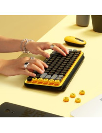 Logitech POP Keys Wireless Mechanical Keyboard With Emoji Keys - Blast Yellow - Wireless Connectivity - Bluetooth - 32.81 ft (10