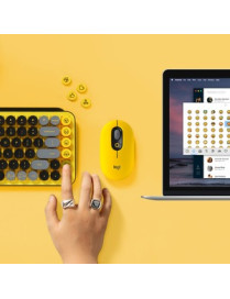 Logitech POP Keys Wireless Mechanical Keyboard With Emoji Keys - Blast Yellow - Wireless Connectivity - Bluetooth - 32.81 ft (10