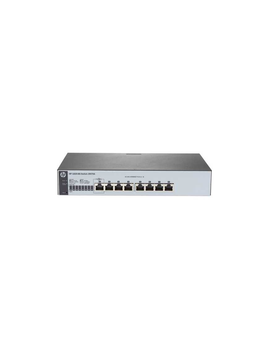 HPE 1820-8G Switch - 8 Ports - Manageable - 10/100/1000Base-T - 2 Layer Supported - 1U High - Rack-mountable, Desktop, Under Tab