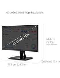 Viewsonic 32" Display, IPS Panel, 3840 x 2160 Resolution - 32" (812.80 mm) Class - In-plane Switching (IPS) Technology - LED Bac