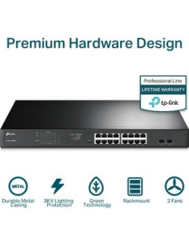 Tp Link TP-Link JetStream 16-Port Gigabit Easy Smart PoE/PoE+ Switch - 16 Ports - Manageable - Gigabit Ethernet - 1000Base-T, 10