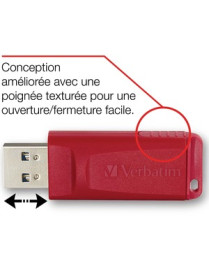 Verbatim Microban Store 'n' Go USB Flash Drive - 128 GB - USB 2.0 Type A - Red - Lifetime Warranty - 1 Each