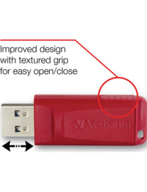 Verbatim Microban Store 'n' Go USB Flash Drive - 128 GB - USB 2.0 Type A - Red - Lifetime Warranty - 1 Each