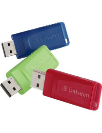 Verbatim Microban 16GB Store 'n' Go USB Flash Drive - 3pk - Red, Green, Blue - 16 GB - USB 2.0 Type A - Blue, Green, Red - Lifet