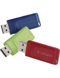 Verbatim Microban 32GB Store 'n' Go USB Flash Drive Pack - 32 GB - USB 2.0 Type A - Blue, Green, Red - Lifetime Warranty - 3 / P