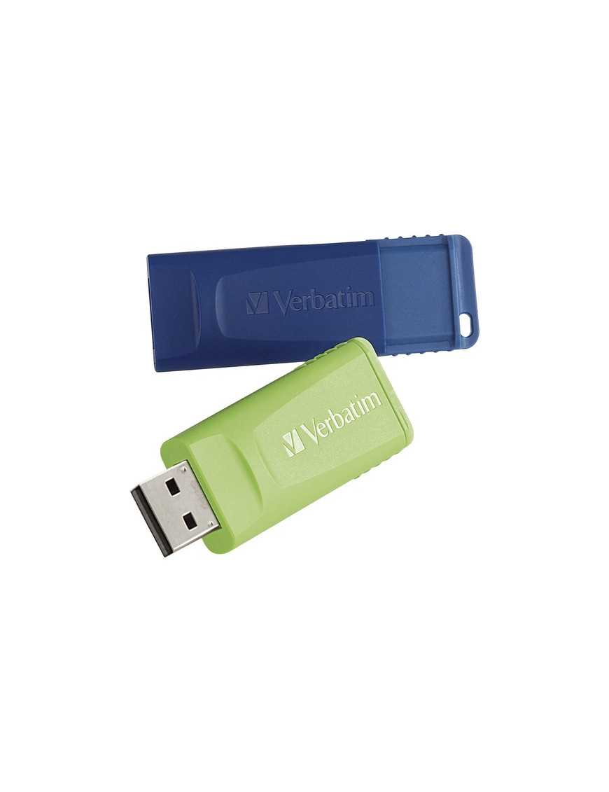 Verbatim Microban 64GB Store 'n' Go USB Flash Drive - 2pk - Blue, Green - 64 GB - USB 2.0 Type A - Blue, Green - Lifetime Warran