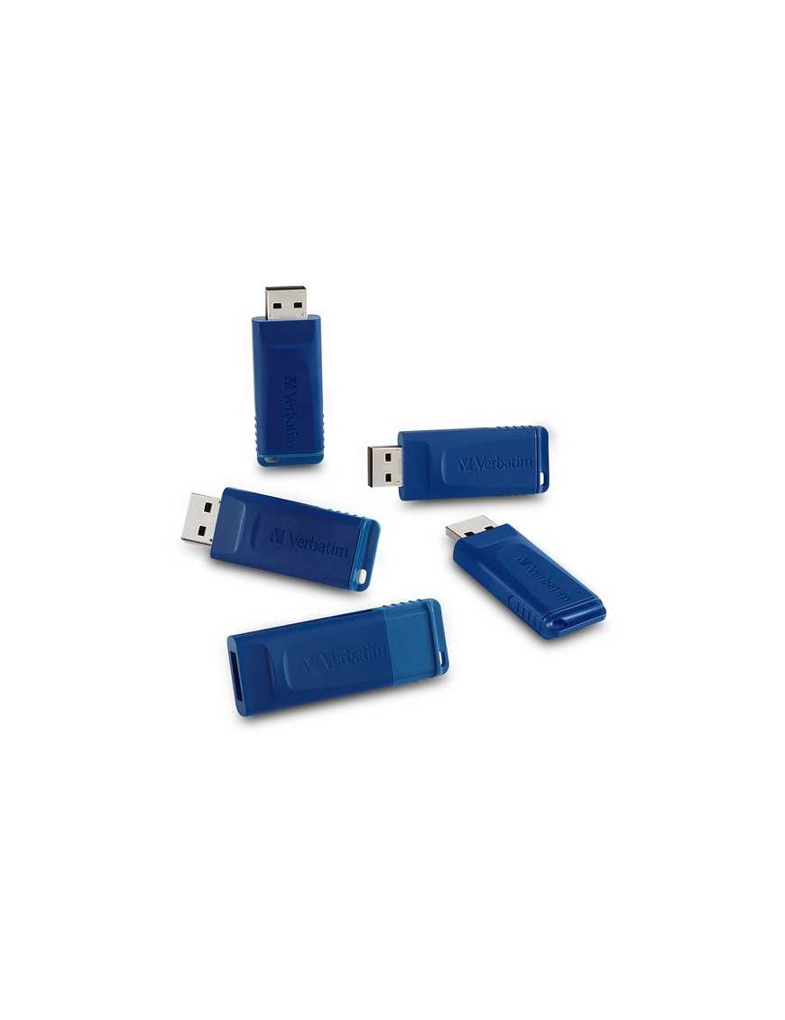 Verbatim Microban 16GB USB Flash Drive - 5pk - Blue - 16 GB - USB 2.0 Type A - Blue - 5 Year Warranty - 5 / Pack