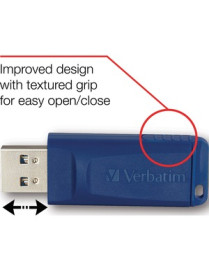 Verbatim 128GB USB Flash Drive - Blue - 128 GB - USB 2.0 Type A - Blue - 5 Year Warranty - 1 Each - TAA Compliant