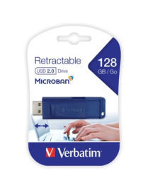 Verbatim 128GB USB Flash Drive - Blue - 128 GB - USB 2.0 Type A - Blue - 5 Year Warranty - 1 Each - TAA Compliant