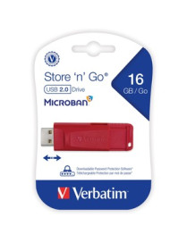 Verbatim Store 'n' Go USB Flash Drive - 16 GB - USB 2.0 - Red - Lifetime Warranty - 1 Each