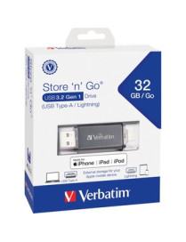 Verbatim USB 3.0 for Apple Lighting Devices - 32 GB - Lightning, USB 3.2 (Gen 1) Type A - Graphite - Lifetime Warranty - 1 Each