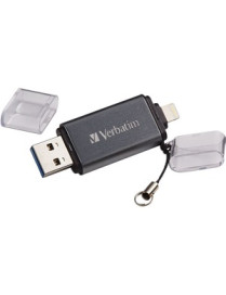 Verbatim USB 3.0 for Apple Lighting Devices - 32 GB - Lightning, USB 3.2 (Gen 1) Type A - Graphite - Lifetime Warranty - 1 Each