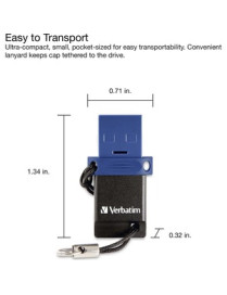 Verbatim 32GB Store 'n' Go Dual USB 3.0 Flash Drive for USB-C Devices - Blue - 32 GB - USB 3.2 (Gen 1) Type C - Blue - Lifetime 