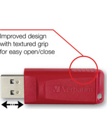 Verbatim 4GB Store 'n' Go USB Flash Drive - Red - 4 GB - USB 2.0 - Red - Lifetime Warranty - 1 Each