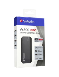 Verbatim Vx500 480 GB Solid State Drive - External - Graphite - Notebook Device Supported - USB 3.1 Type C - 500 MB/s Maximum Re